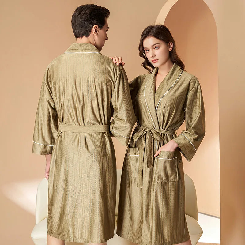 Unisex Par Morgonrock Randig – Sval Tunn Vattenabsorberande Vår/Höst, 4 Färger M–3XL