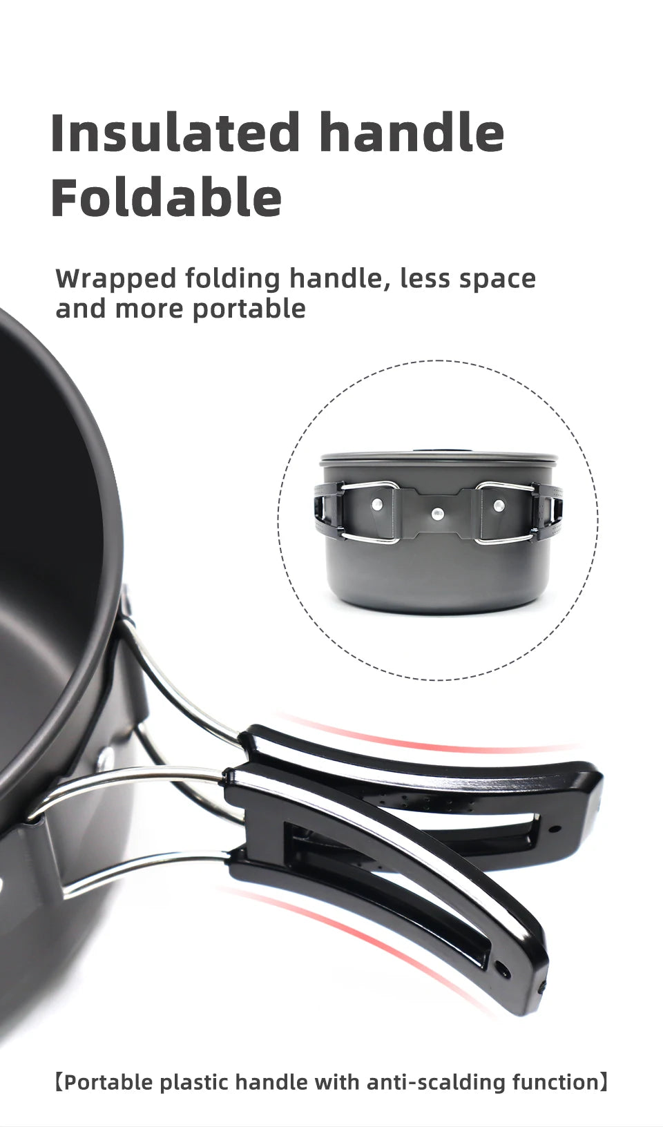 PACOONE Campingkokset – Portabelt Aluminiumset med Kastrull, Vattenkokare & Panna, Hopfällbart