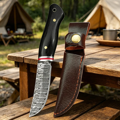 Damascus Pattern Outdoor Utility Knife Survival & Camping Knife Fishing BBQ Cutting Tools