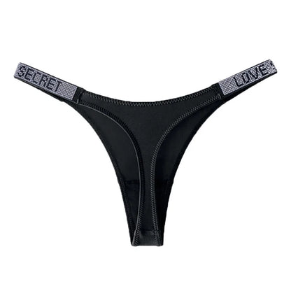 Lågskurna sexiga trosor med strass och bokstäver G-string sporttstring S-XL