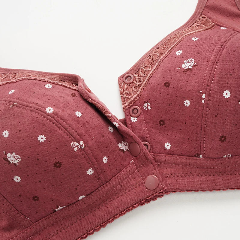 Front Closure Confortable Bra For Older Women Wire Free Bras Push Up Underwear Female Everyday Lingerie Large Bust 110A