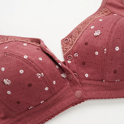 Front Closure Confortable Bra For Older Women Wire Free Bras Push Up Underwear Female Everyday Lingerie Large Bust 110A