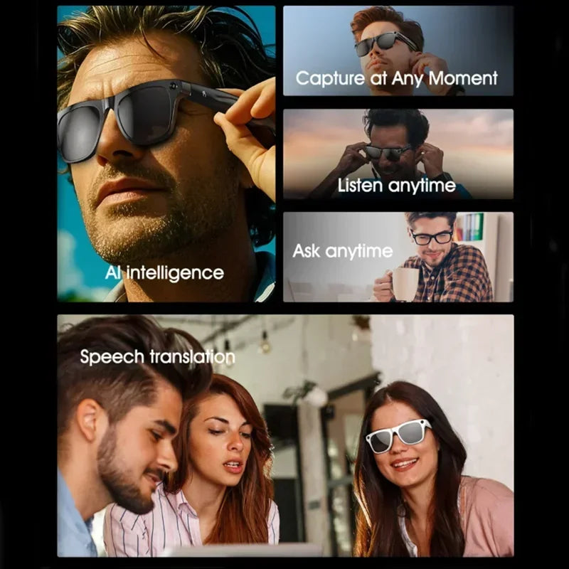 Lenovo Remote Touch Control 8K AI Smart Glasses Bluetooth Wireless Sunglasses Photo Camera Recording Voice Assistant Translator