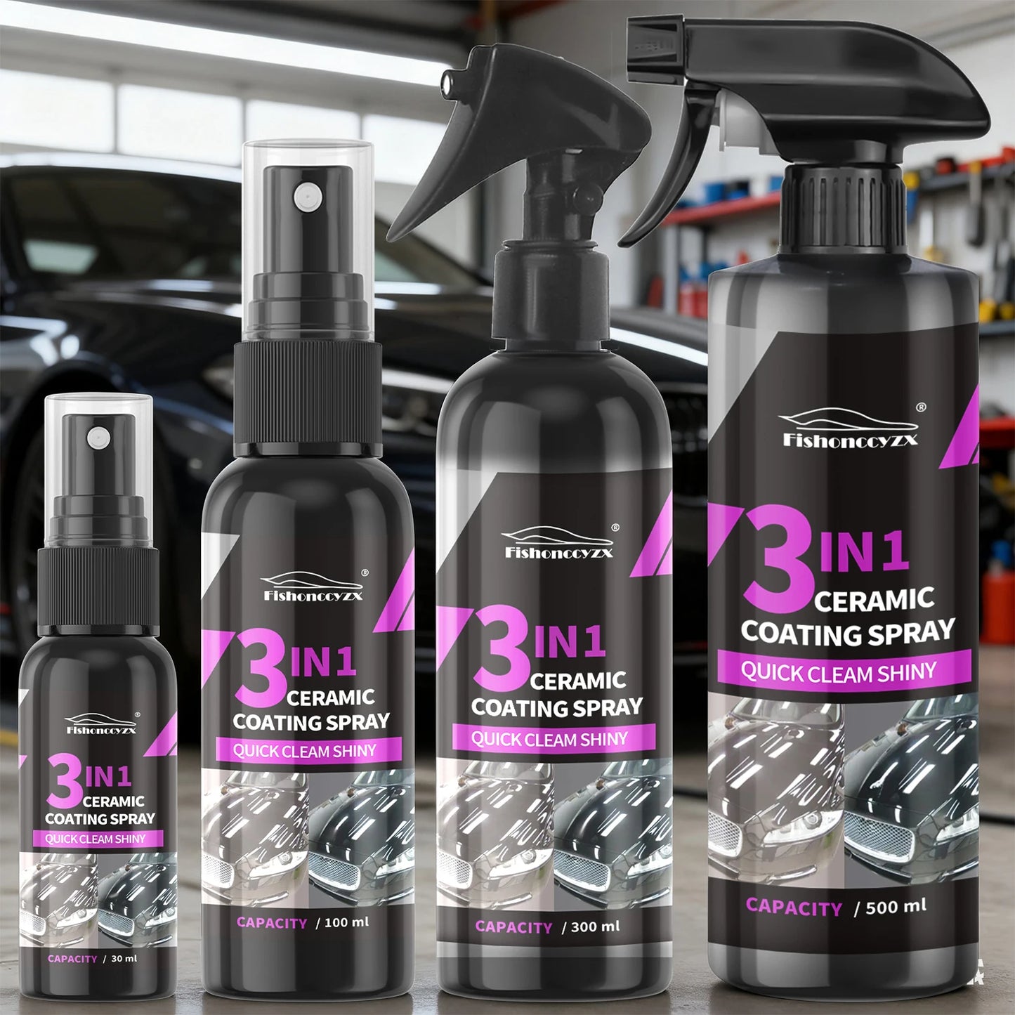 3 in 1 Car Ceramic Liquid Coating Spray Nano Crystal Hydrophobic Layer Polishing Agent High Gloss Paint Protection Wax Car Care