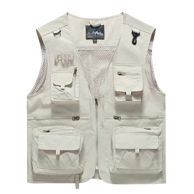 Fishing Vest Breathable Fishing Travel Mesh Vest with Zipper Pockets Summer Work Vest for Outdoor Activities