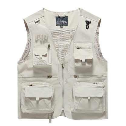 Fishing Vest Breathable Fishing Travel Mesh Vest with Zipper Pockets Summer Work Vest for Outdoor Activities