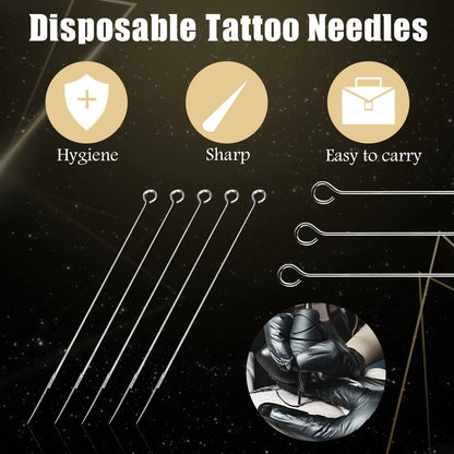 Tattoo Needle and Tips Set 50pcs Disposable Tattoo Needle with 50pcs Sterilized Tattoo Tips Tattoo Kit for Tattoo Machine Supply