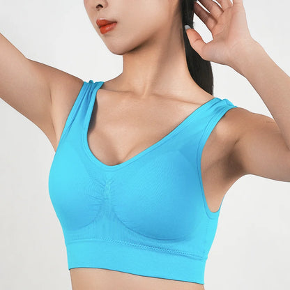 Womens Push Up Bras Running Gym Seamless Breathable Vest Top Removable Padded  Anti-sagging Uppe High Elasticity Sport Brassiere
