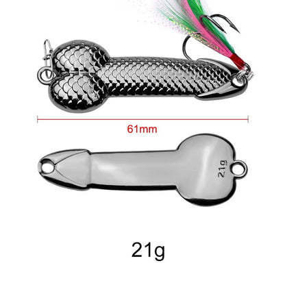Metal Penis Spoon Lure 3g 7g 11g 15g 21g 28g 36g Hard Bait Tackle Sequin Vibrating Fishing Lure Artificial Bait Feather Hook VIB