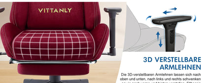 Vittanly Gaming Chair Breathable Office Chair Made of High-Quality Fabric New Adjustable and Rotating Desk Chair with Footrest