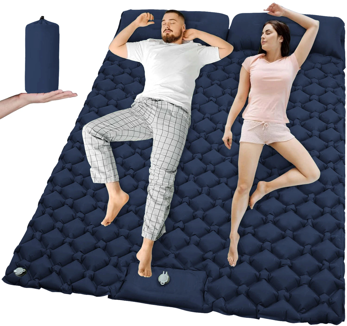 Uppblåsbar Campingmadrass T2312 – Extra Bred, Inbyggd Pump, TPU-Nylon, 8 Färger