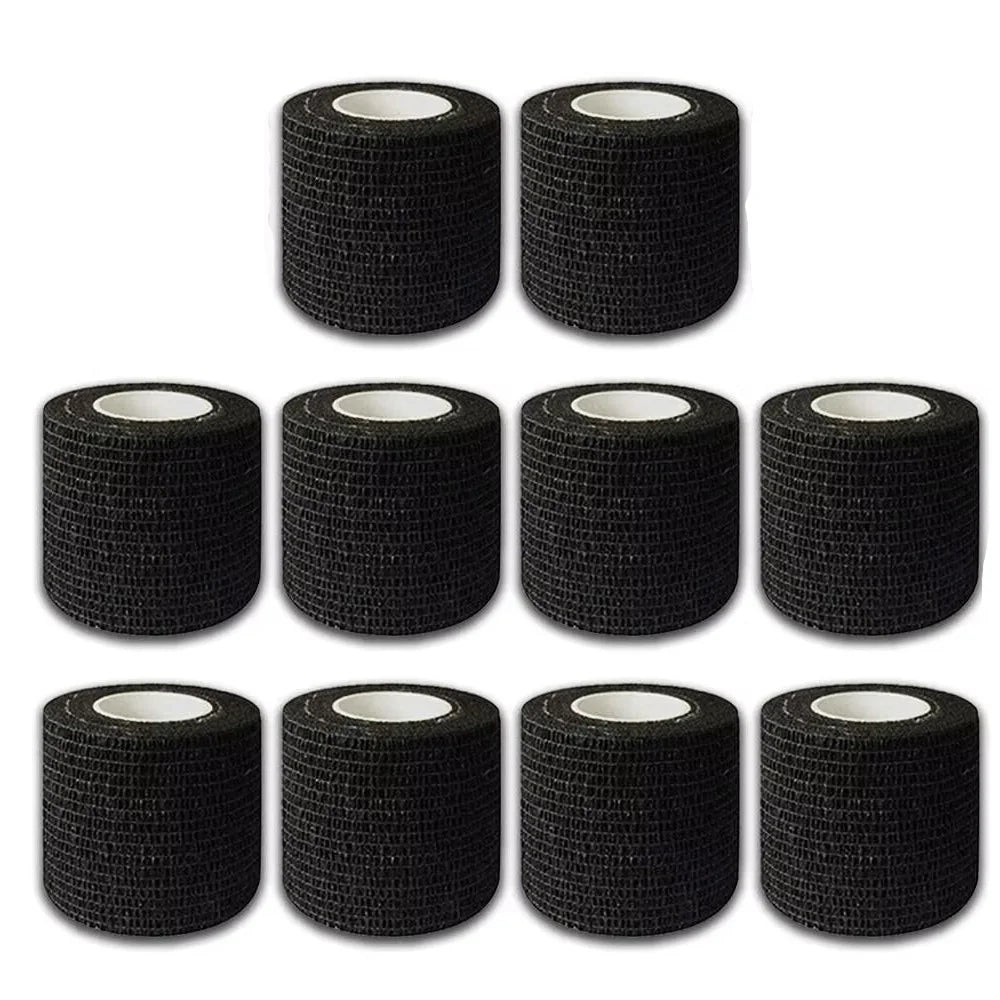 48/24/3PCS Black Tattoo Grip Cover Wraps Self-Adhesive Elastic Bandage Tape Breathable Strong Sports Tape Athletic Bandage Rolls