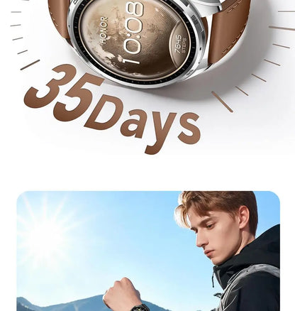 Honor Watch 6 New Smartwatch 1.46' AMOLED Battery Lasts up to 35 Days More than 120 Fitness and Health Modes 5ATM Waterproof, IP69 Protection, Bluetooth 5.4