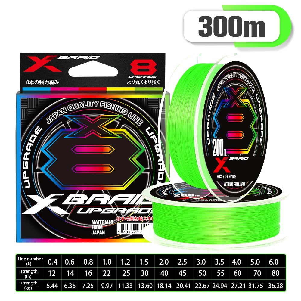 NEW Japan Original Xbraid Upgrade X8 Never Fade Multicolor Multifilament Line Fishing 1000M/500M/300M for Carp Bass Fishing Line