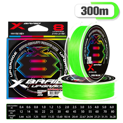 NEW Japan Original Xbraid Upgrade X8 Never Fade Multicolor Multifilament Line Fishing 1000M/500M/300M for Carp Bass Fishing Line