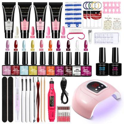 Limegirl Semi-Permanent  8ml Nail Gel Polish Kit With USB UV Lamp Soak Off Base&Top Coat Varnish Manicure Set  for Nails Salons