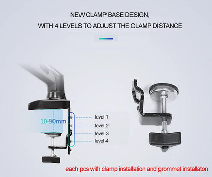 NB F80 + FP-2 Full Motion 360 Rotate Pivot 2-9kg Gas Spring Arm 10'-17' Laptop Tray Desktop Stand Clamp 10-90mm Grommet Hole