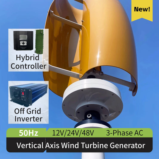 Vertikal Vindturbin 10kW/30kW 12V–220V – Magnetlevitation Kärnlös 2 Blad Nätansluten/Off-Grid Hushåll Båt Gata, 6 Färger