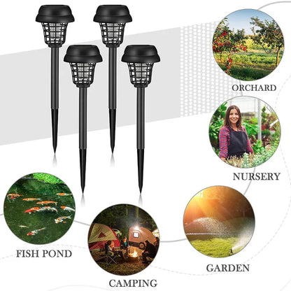 Solar and Electric Shock Mosquito Repellent Lamp Waterproof Bug Zapper 2Mode LED Light for Outdoor Garden Lawn Camping Villa Use