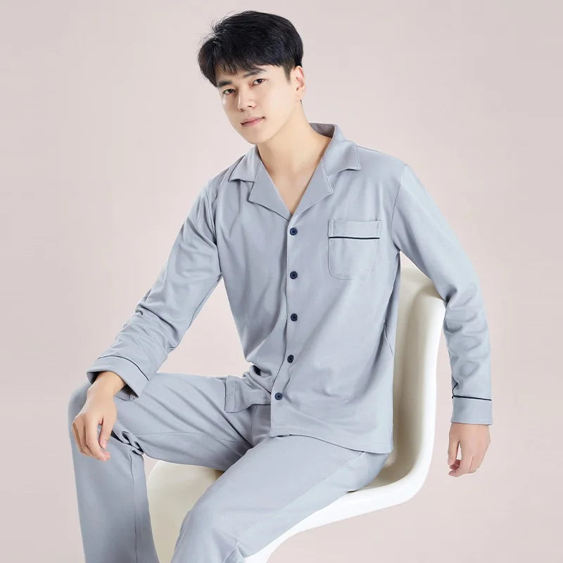 Herr Vinterpyjamas 100% Bomull – Varm Rutig Plus Size, 7 Motiv L–5XL