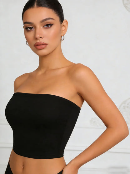 Two Women's Strapless Blouses, Sleeveless Backless Halter-Neck Summer Sexy Short-Sleeved Blouses