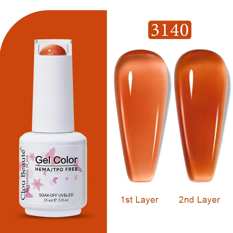 Clou Beaute Transparent French Gel Polish Translucent Nude Pink Red Jelly Glass Milky White Varnish Rainbow Color Nail Art