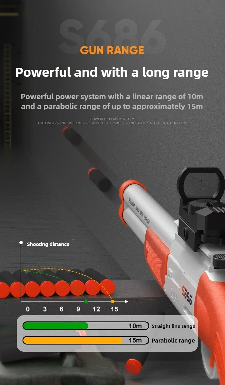 Dubbelpipigt Airsoftgevär S686 Leksaksvapen med Mjuka Skott