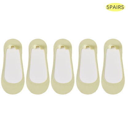 Dam Osynliga Strumpor 5-pack – Issilke Tunn Halkfri Silikon No-Show Sommar, EU 35–39