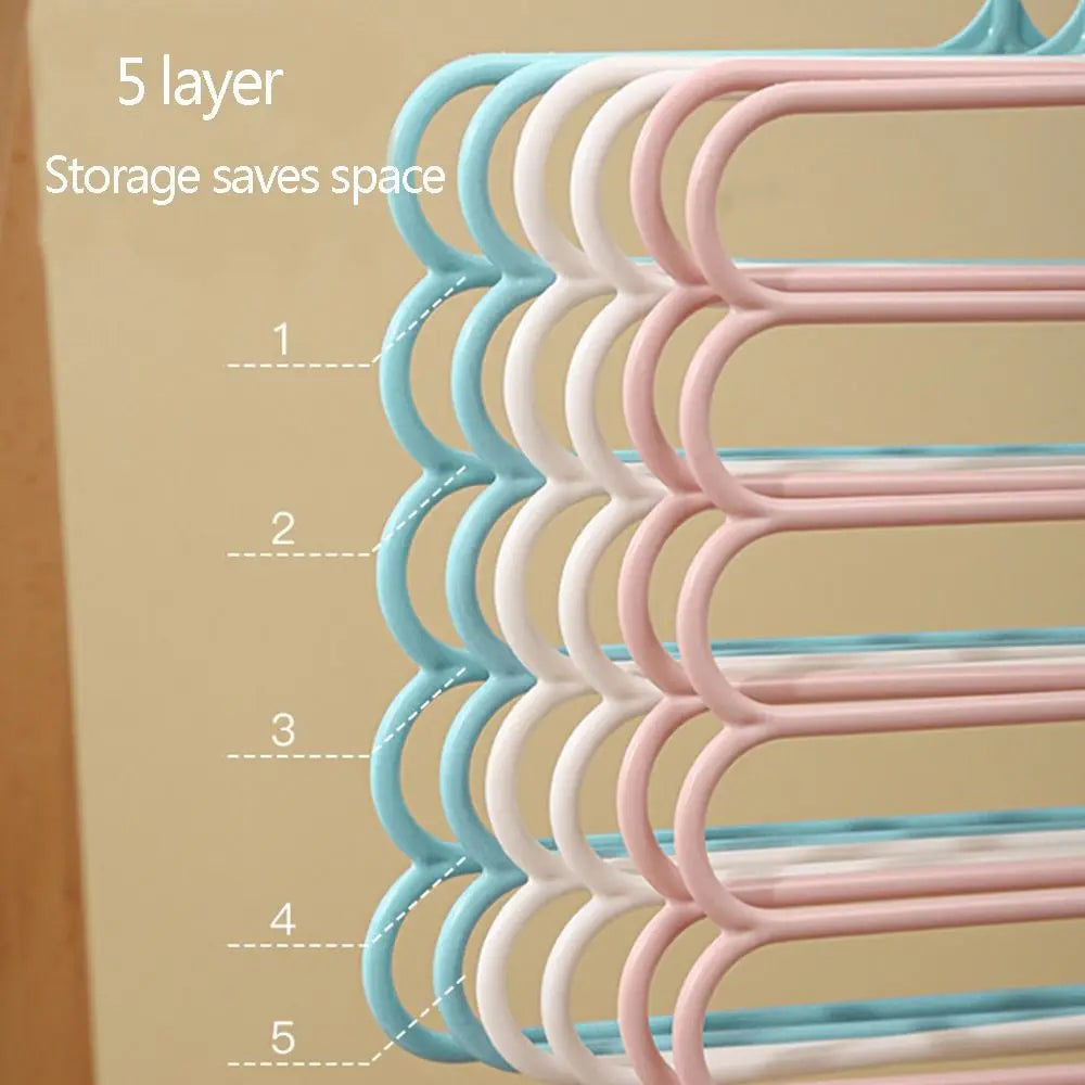 5 Layers Trousers Hangers Household Multi-layer Thickened Clothes Storage Holders Multifunctional Pants Towel Scarfs Racks