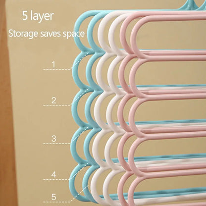 5 Layers Trousers Hangers Household Multi-layer Thickened Clothes Storage Holders Multifunctional Pants Towel Scarfs Racks