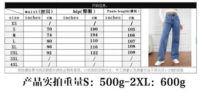 Europe and America New Fashion Washed High-waisted Jeans, Women's Spring and Summer New Straight Pants, Casual Wide-leg Pants