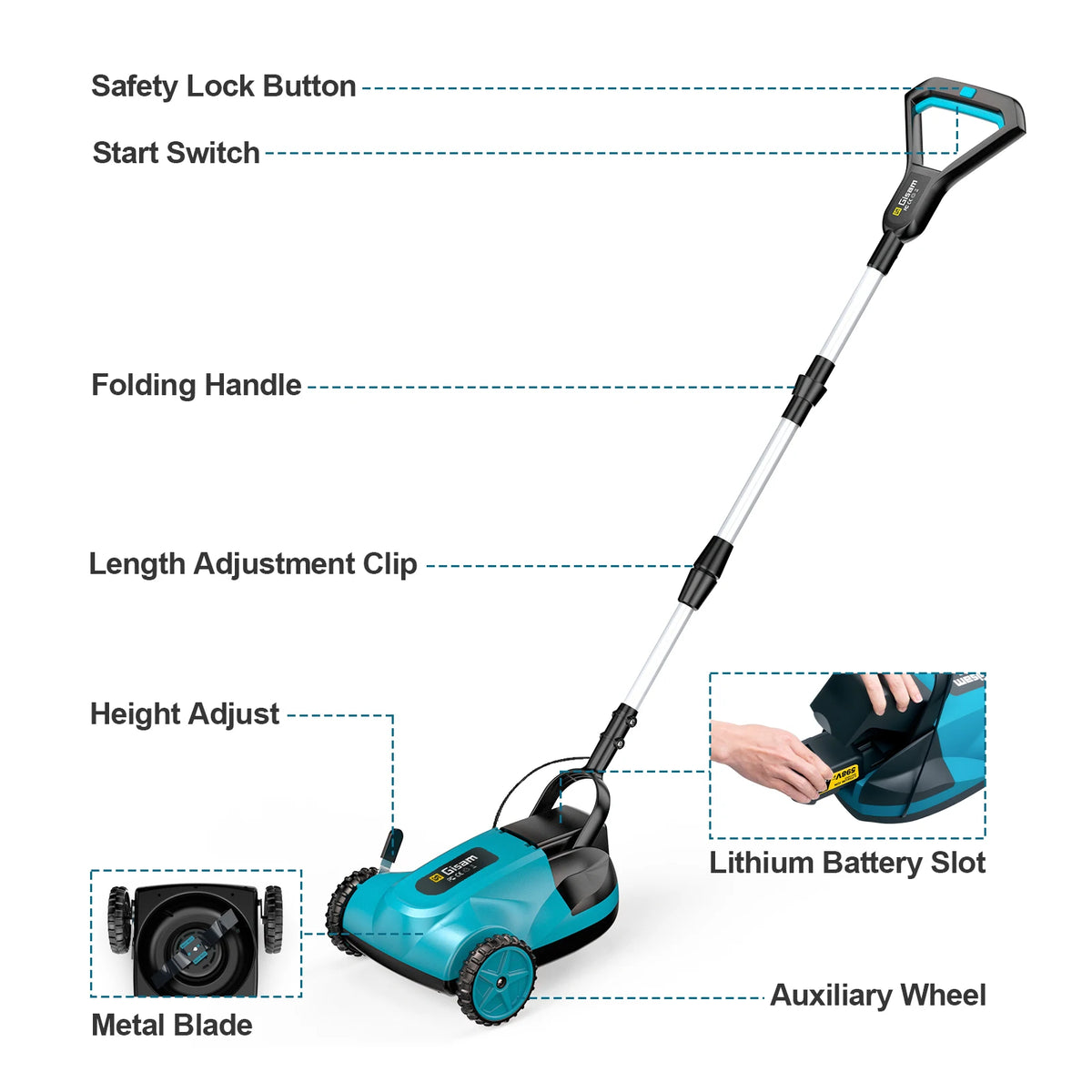 Gisam elektrisk gräsklippare 46000RPM 5000W sladdlös grästrimmer