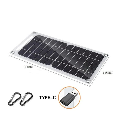 Portable 30W Waterproof Solar Charging Panel USB Type C For Camping Hiking Phone Power Bank Power Supply