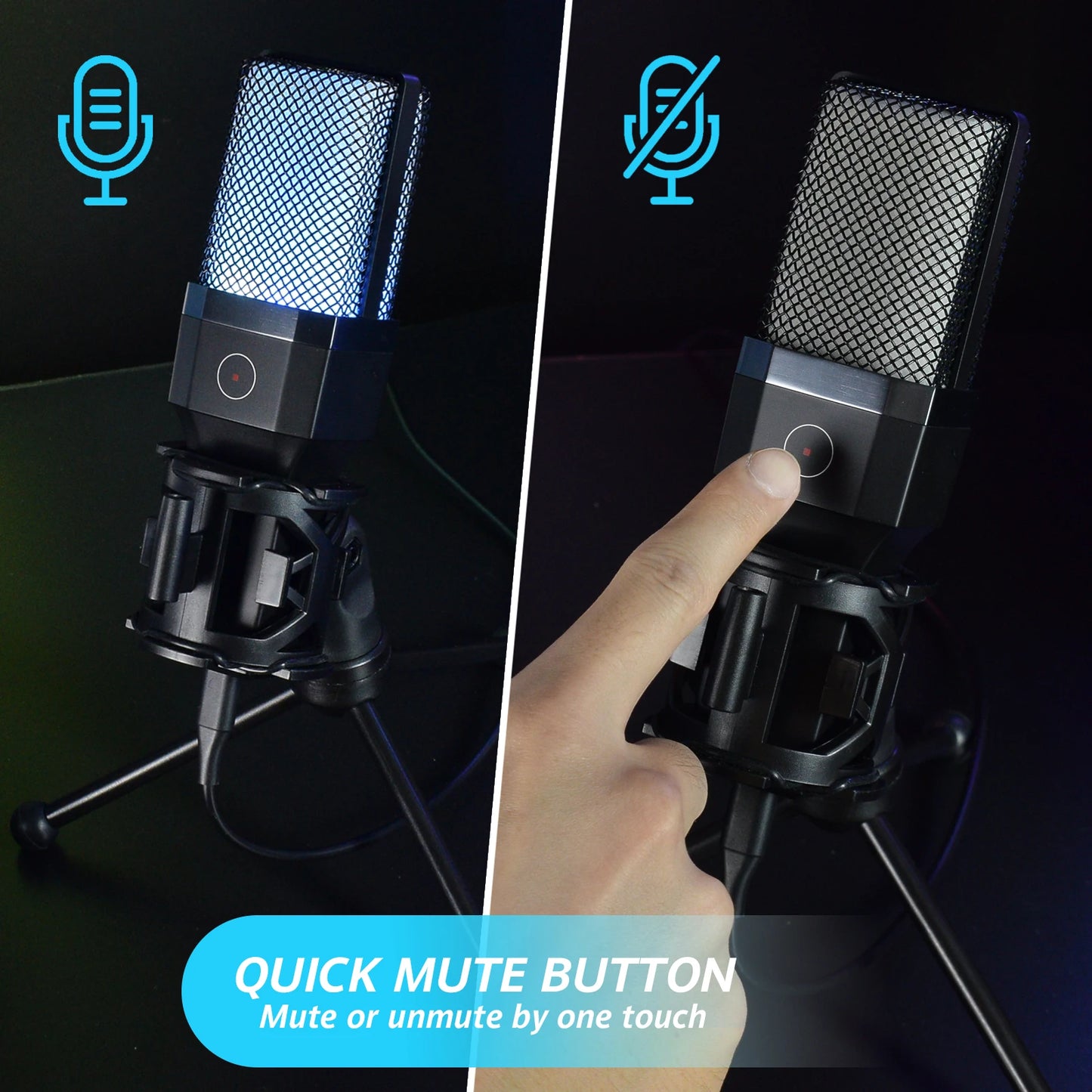 Gaming Computer Professional Condenser Microphone Mic PC Laptop USB Wired Live Streaming Podcast Studio Mike Kit Gamer Karaoke