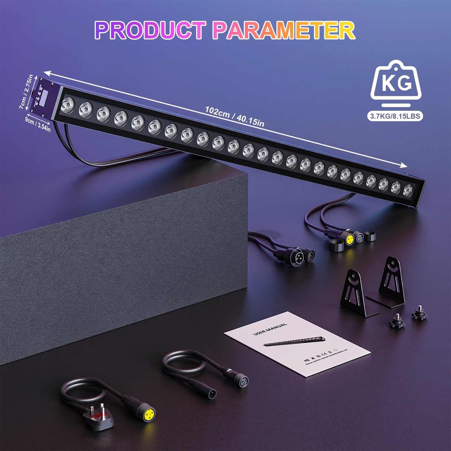 Fieryzeal 100W RGB LED Wall Wash-ljus IP65 – 24x3W DMX512 Strobe Scen DJ Bar Bröllop Utomhus CE FCC RoHS
