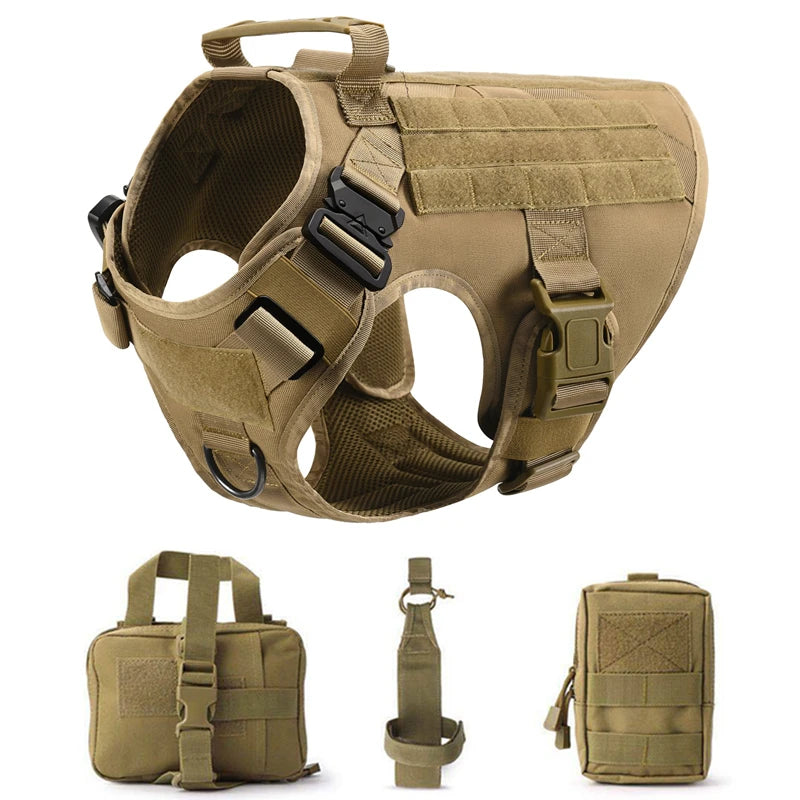 Taktisk Militärhundsele & Koppelset – För Schäfer, Golden Retriever & Stora Raser, S–XL