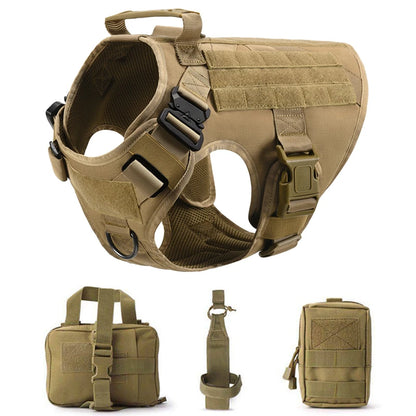 Taktisk Militärhundsele & Koppelset – För Schäfer, Golden Retriever & Stora Raser, S–XL