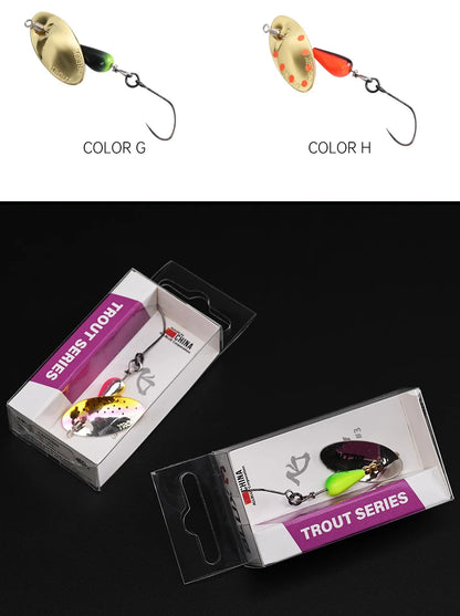 BLUX AR-S Rotating Spinner Metal Lure 2.1g/3.5g Single Hook Artificial Bait Copper Blade Spoon Stream Area Trout Fishing Lure