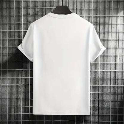 Men's T-shirt High Quality 100% Cotton Round Neck Short Sleeve Classic Black White Pure Color Tees Spring Summer Casual Cool Top