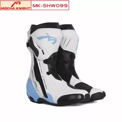 Racingstövlar MK099 i läder – proffsstövlar för bana och offroad, unisex 35–46