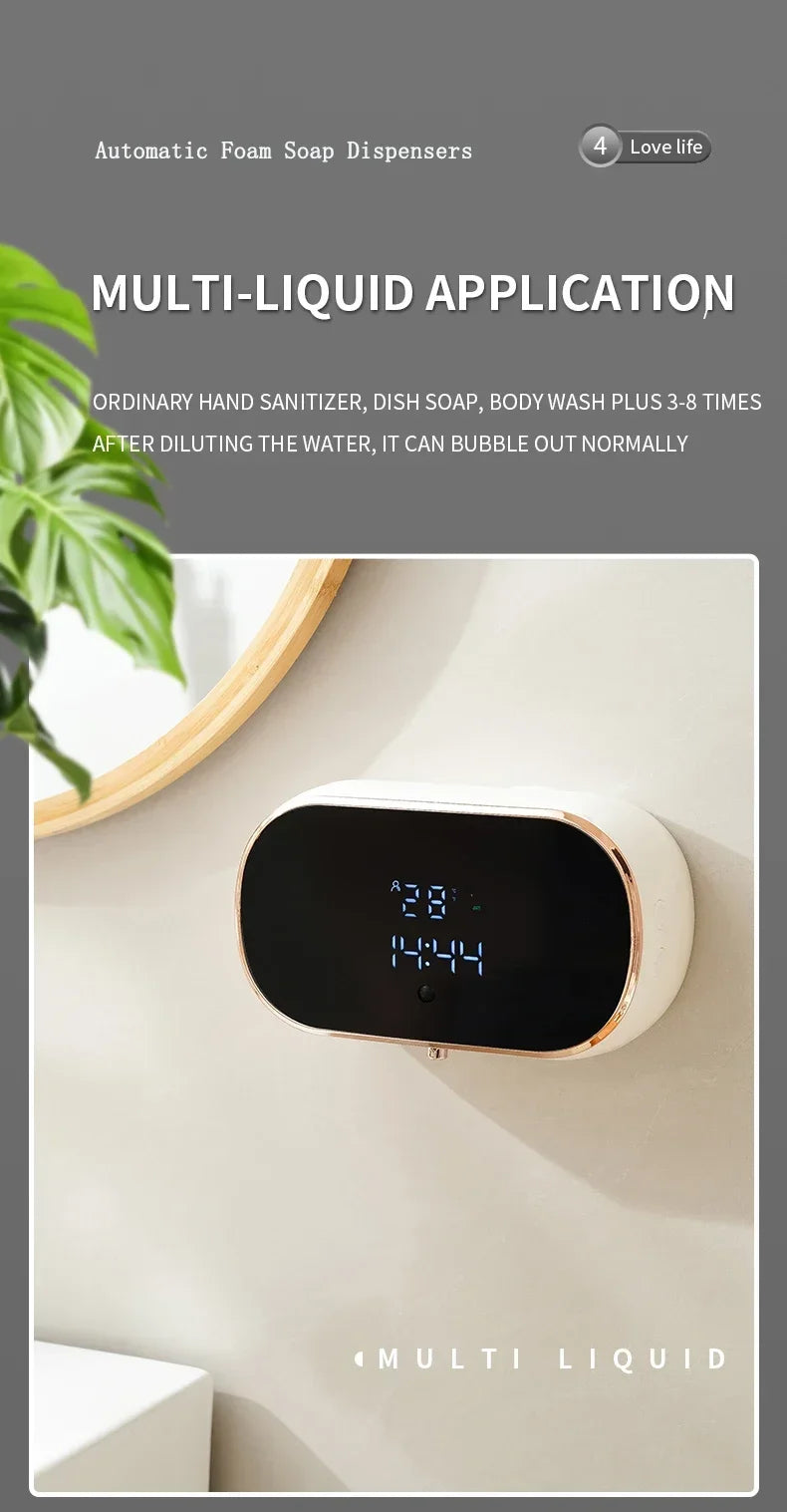 Automatic Foam Soap Dispensers for Bathroom Smart Washing Hand Machine with USB Charging Two Colors with ABS Material