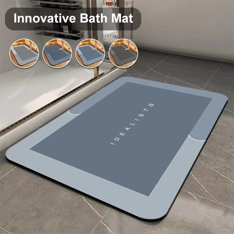 Diatomaceous Earth Bath Mat Ultra Absorbent Non Skid Rapid Drying Soft Floor Mat for Bathroom Shower Laundry Bedroom Kitchen RV
