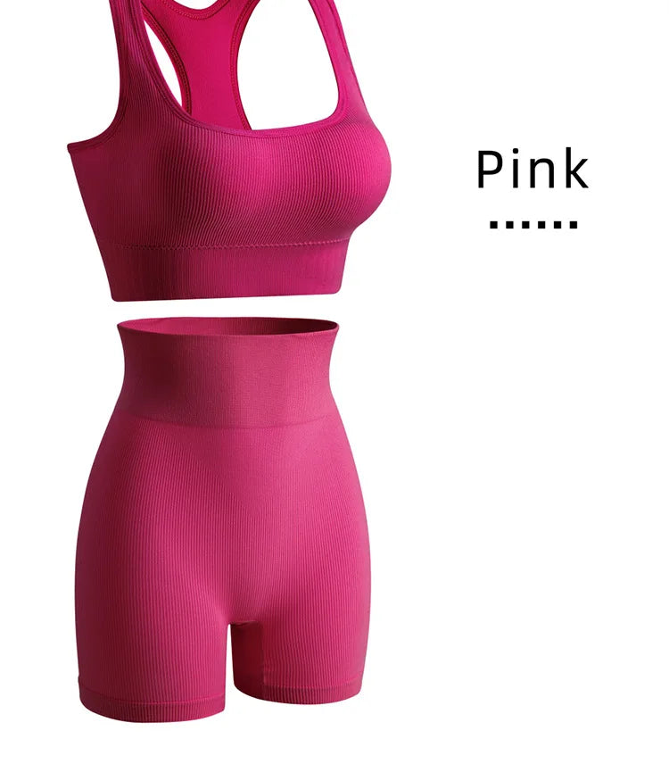 Dam Underkläderset – Sömlös BH & Trosor Crop Top Sport Yoga Fitness, 8 Färger M–XXL