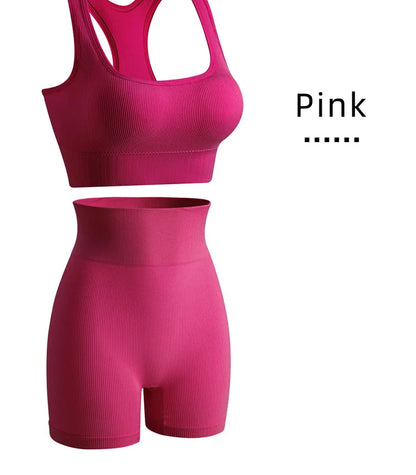Dam Underkläderset – Sömlös BH & Trosor Crop Top Sport Yoga Fitness, 8 Färger M–XXL