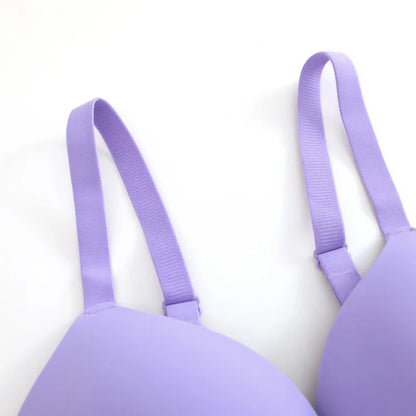 Ice Silk Seamless Wireless Bra Women Push Up Comfort Underwear 3/4 Cup Deep V Neck Daily Lingerie Bralette Plus Size