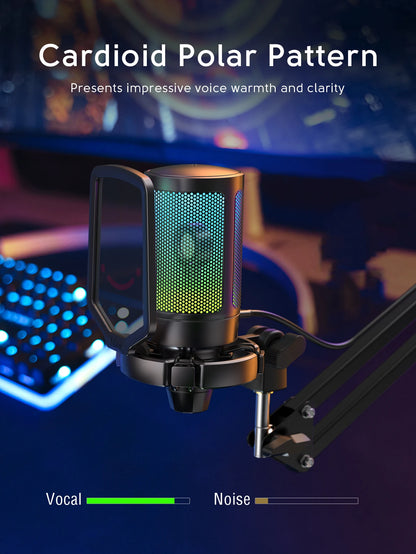 FIFINE A6T USB-mikrofonkit med RGB och bomarm
