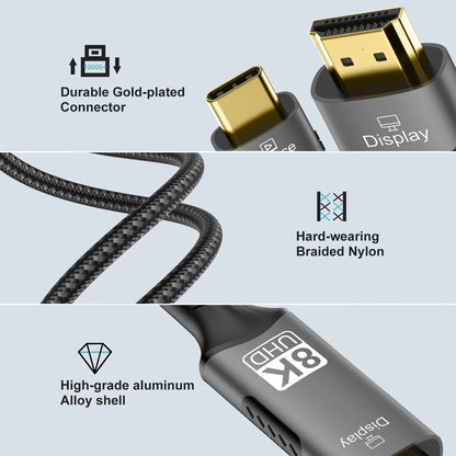 USB-C till HDMI-kabel 4K/8K med DP Alt Mode – 1–3 m