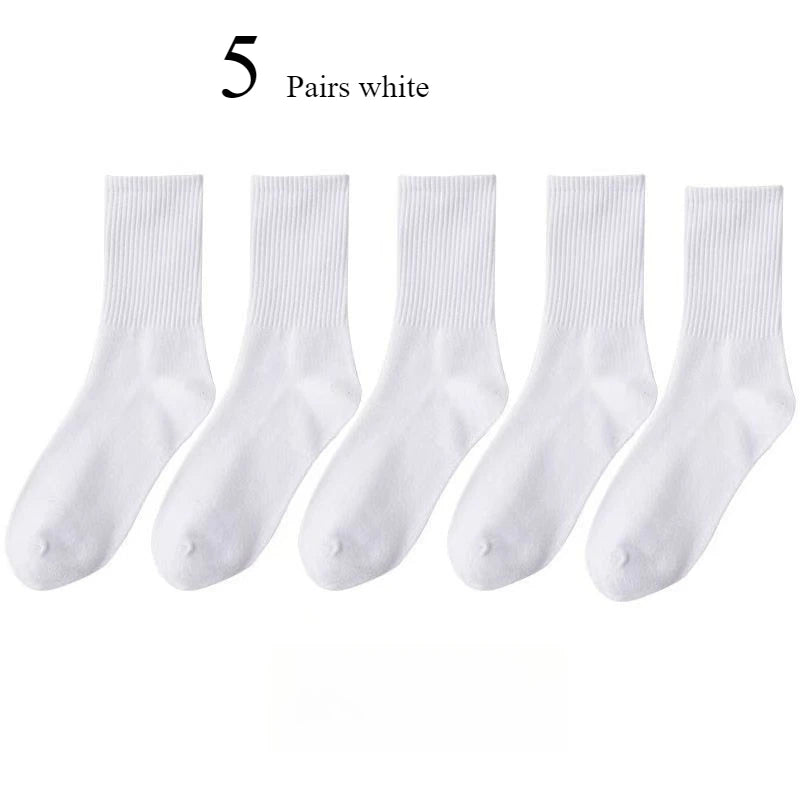 1/510 Pairs Women Solid Color Socks Simple Versatile Fashionable Socks Antibacterial Odor Resistant Breathable Comfortable Socks