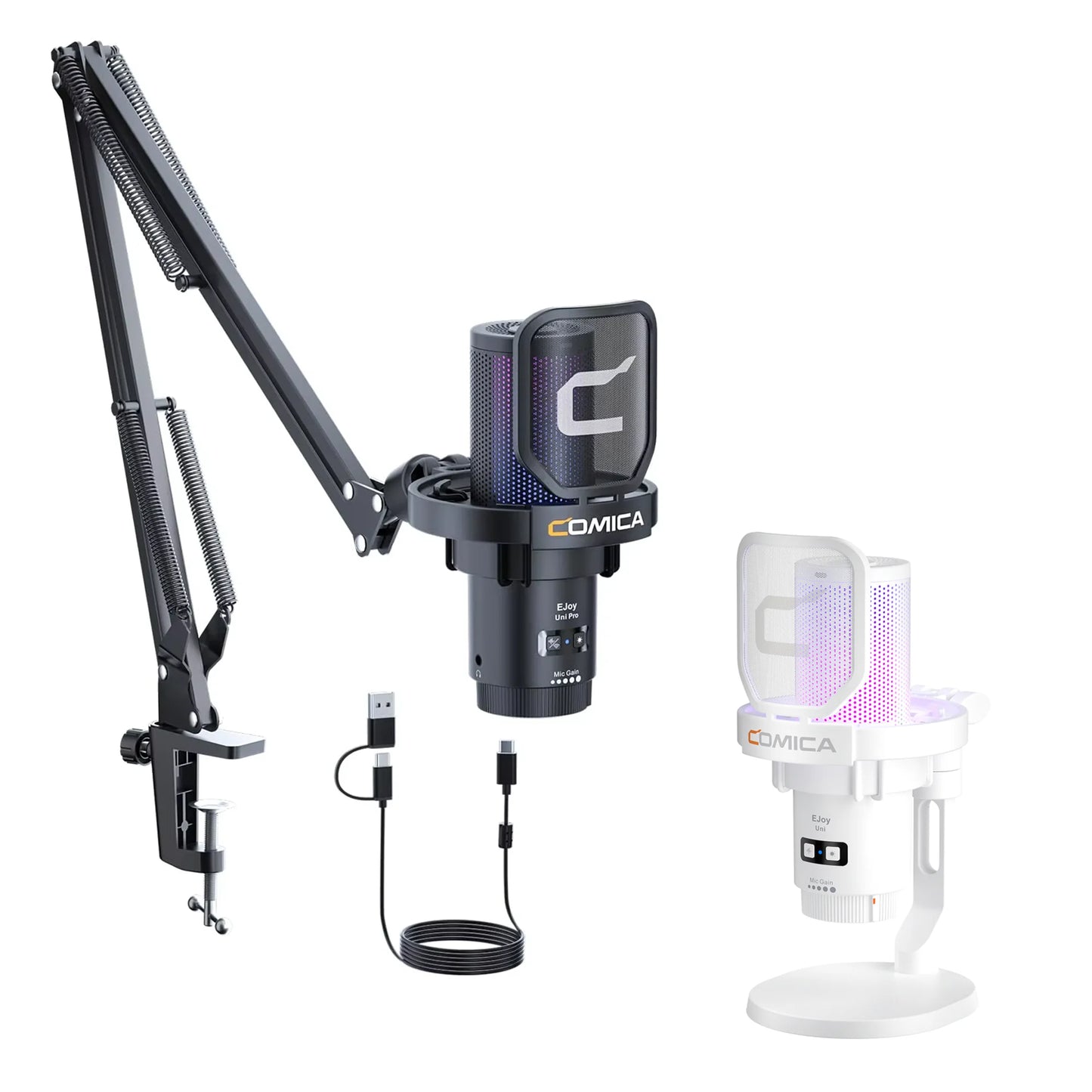 Cardioid Condenser Wired USB Microphone with RGB lights for Gaming, Podcasting, Music creation and PS4/5 Ejoy Uni A Uni D