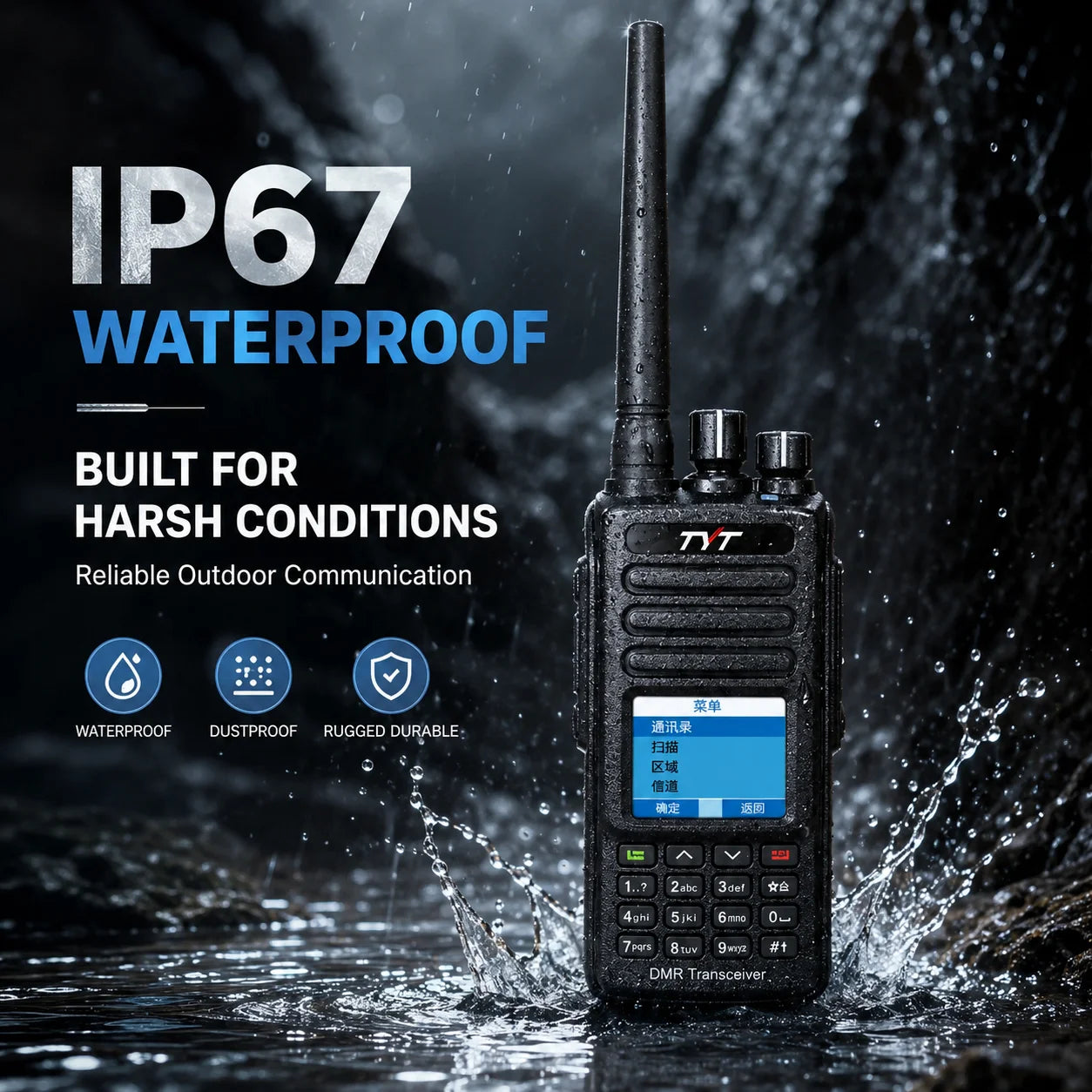 TYT MD-UV390 Dual Band DMR Two Way Radio VHF UHF Digital Analog Handheld Walkie Talkie GPS IP67 3000 Channels